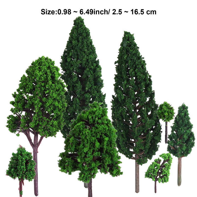 Bememo 22 Pieces Model Trees 1.18-6.29 inch Mixed Model Tree Train Trees Railroad Scenery Diorama Tree Architecture Trees for DIY Scenery Landscape, Natural Green - Image 2